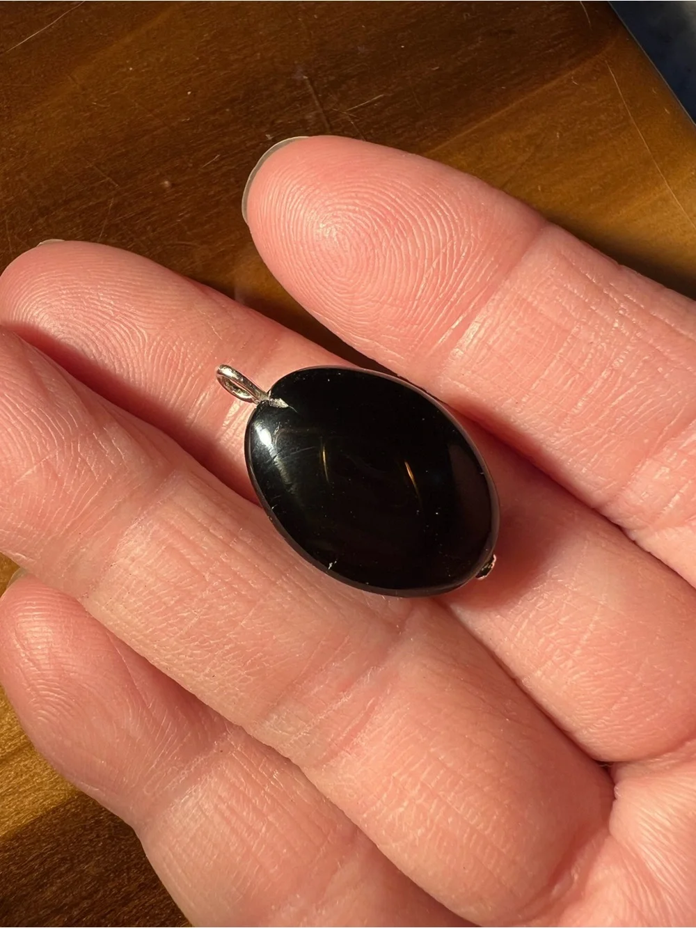 Black Oval Obsidian Pendant or Charm - Minimalist Pendant